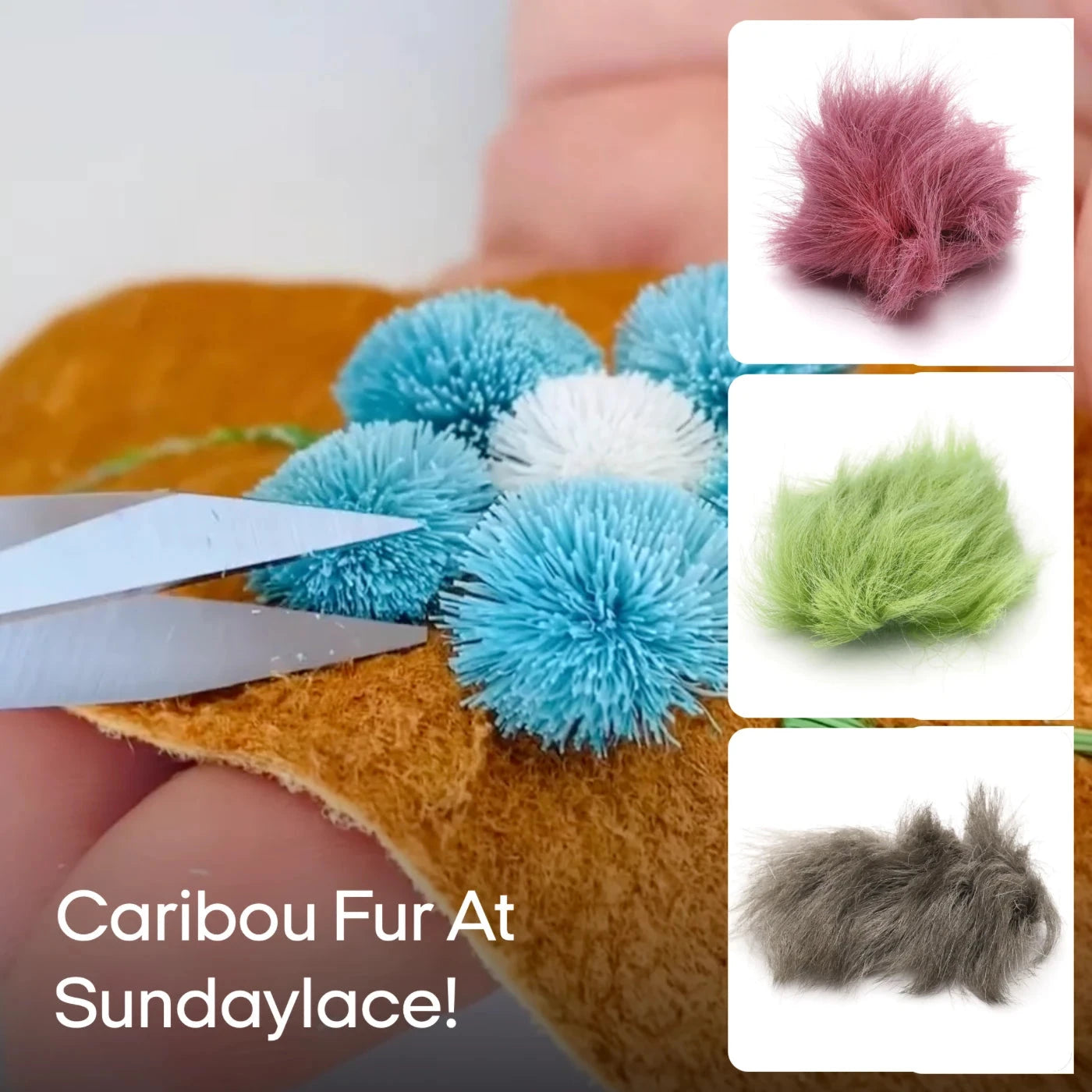 Dyed Natural Caribou Fur 1×3 inch Strip for Tufting! Caribou Fur