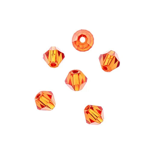 4mm Transparent Red, Crystal Lane Bicone (96pc) 2 x 7inch Strand Crystal Lane