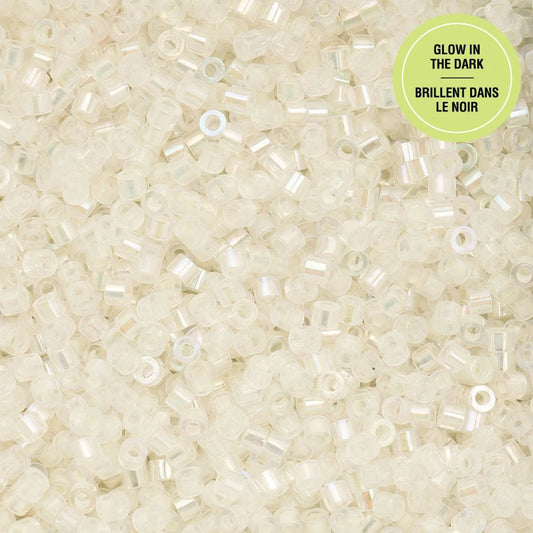 Cylin Bead 11/0 25g Bag Glow in Dark AB - White to Green Cylin Bead 11/0