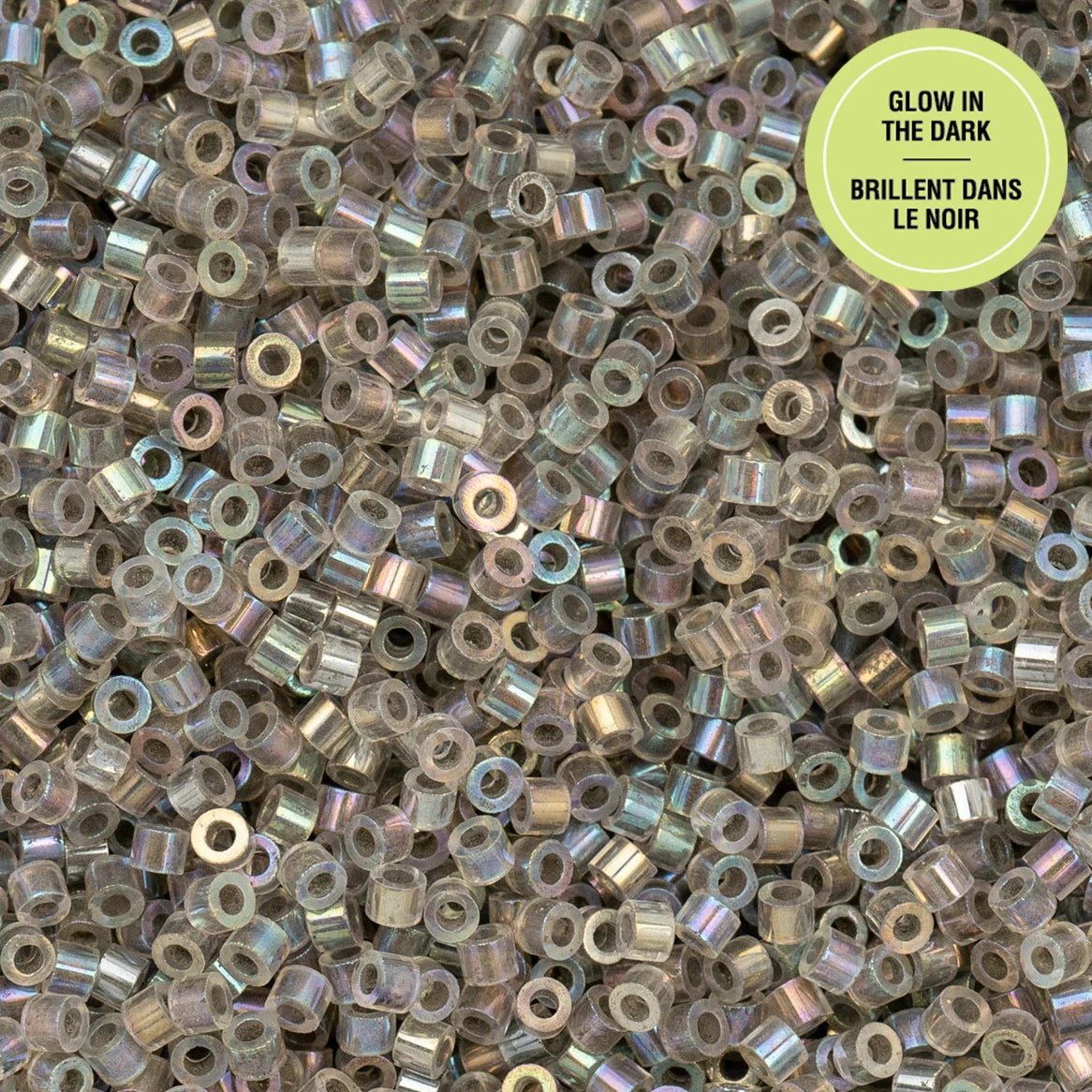 Cylin Bead 11/0 25g Bag Glow in Dark AB - Grey (dark Glow) Cylin Bead 11/0