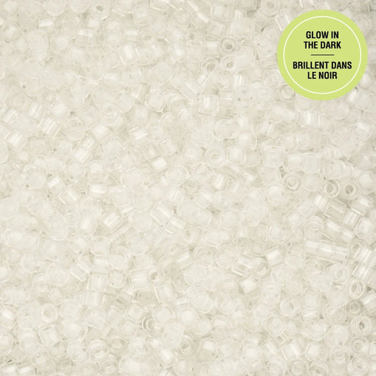 Cylin Bead 11/0 25g Bag Glow in Dark - White to Turquoise Cylin Bead 11/0