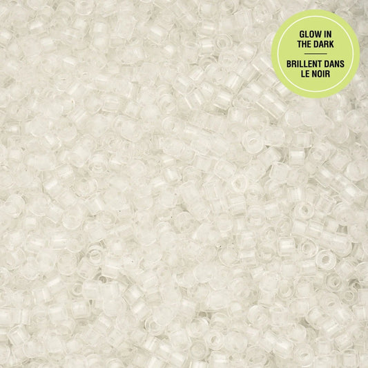 Cylin Bead 11/0 25g Bag Glow in Dark - White to Sky Blue Cylin Bead 11/0