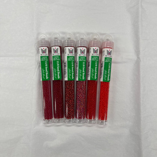 ♥️ Flaming Hearts ♥️ 6 x 22g Red Ombre Miyuki Seedbeads Set, Promotions Promotion