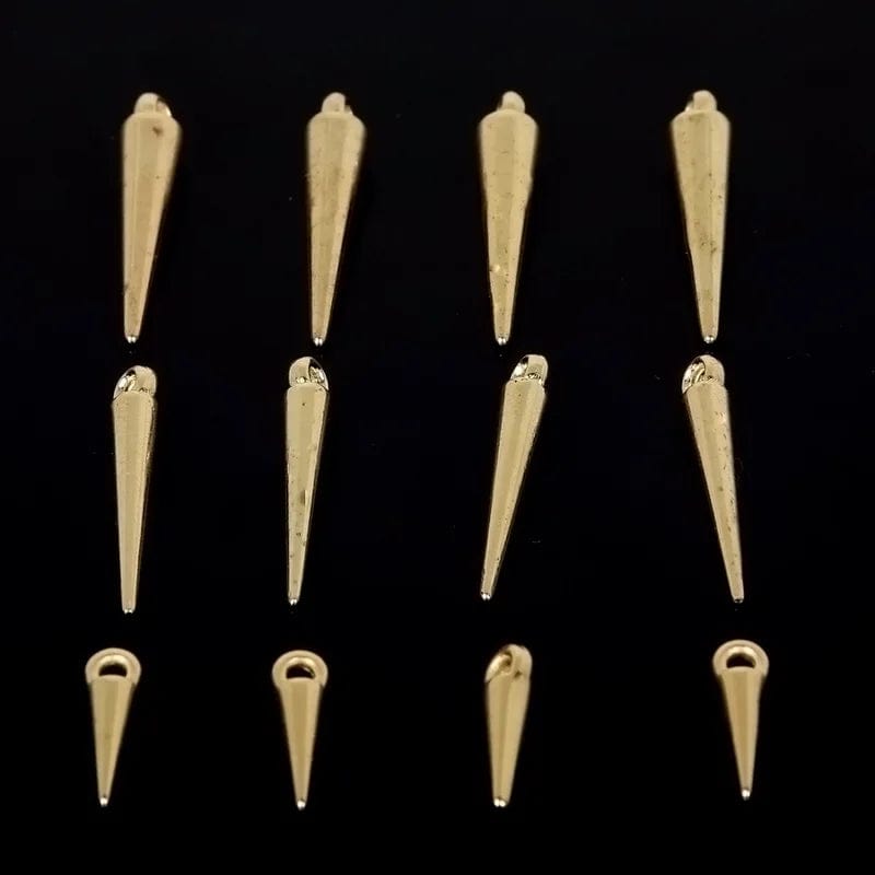 Gold and Silver Spike Charms with one hole top, Earring Findings (200pcs) Earring Findings