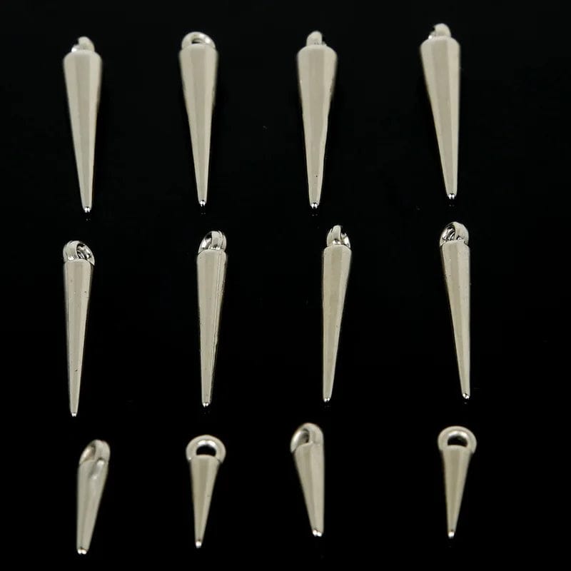 Gold and Silver Spike Charms with one hole top, Earring Findings (200pcs) Earring Findings