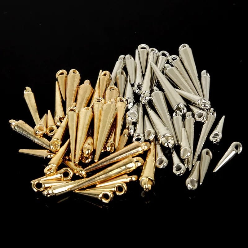 Gold and Silver Spike Charms with one hole top, Earring Findings (200pcs) Earring Findings