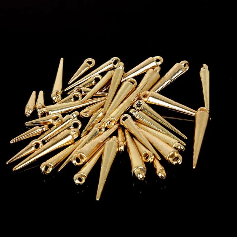 Gold and Silver Spike Charms with one hole top, Earring Findings (200pcs) Earring Findings