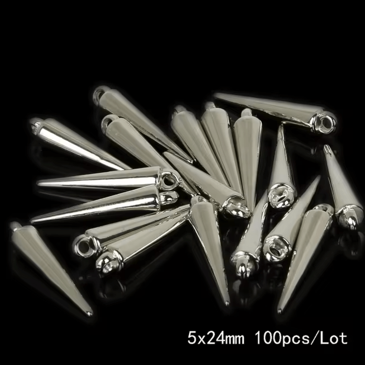 4*23mm Silver Long Spikes Gold and Silver Spike Charms with one hole top, Earring Findings (200pcs) Earring Findings