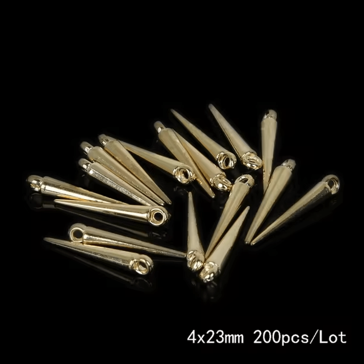 4*23mm GOLD  Long Spikes Gold and Silver Spike Charms with one hole top, Earring Findings (200pcs) Earring Findings