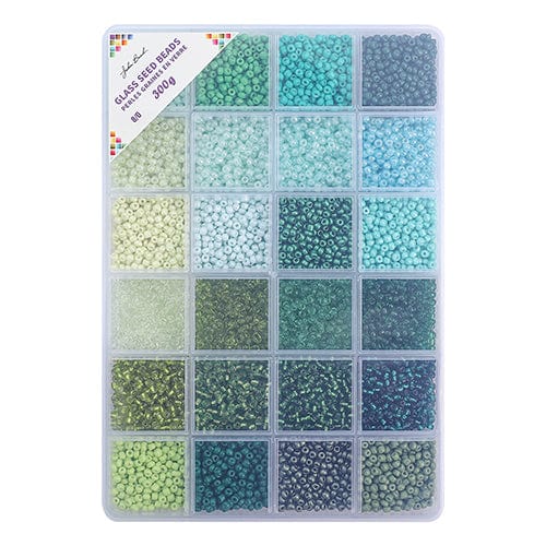 Green Fields Bead Box - 24 Colors Glass Seed Beads 8/0 - 300g, Promotions Promotion