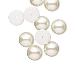 14mm Ivory White Pearl Round Acrylic Pearl Gems Glue on Pearl Gems (Sold in Pair) Resin Gems