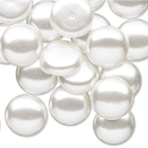 22mm Ivory Pearl Button Round Acrylic Pearl Gems Glue on Pearl Gems (Sold in Pair) Resin Gems