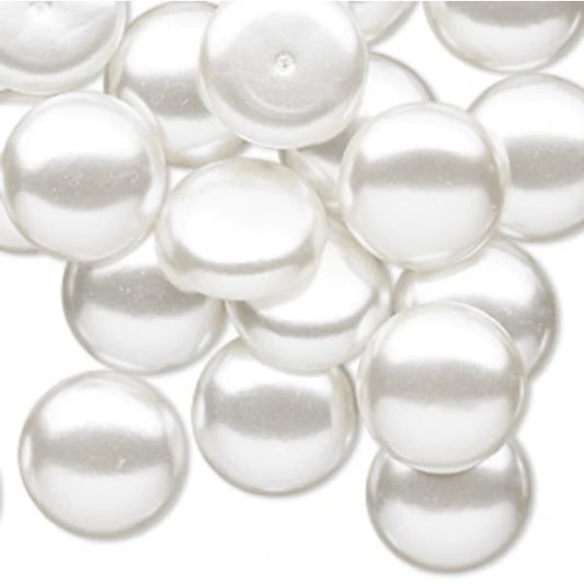 22mm Ivory Pearl Button Round Acrylic Pearl Gems Glue on Pearl Gems (Sold in Pair) Resin Gems