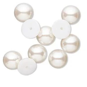 14mm Antique White Ivory Pearl Round Acrylic Pearl Gems Glue on Pearl Gems (Sold in Pair) Resin Gems