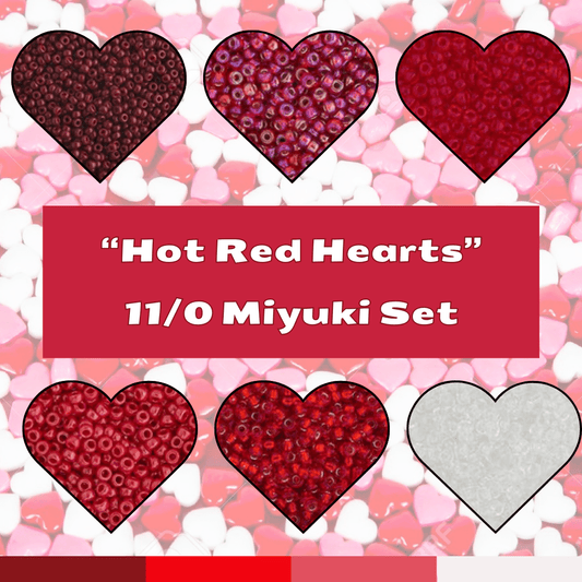 Hot Red Hearts Set, 11/0 Miyuki Seed Beads, Set of 6 x 22g vials Promotions