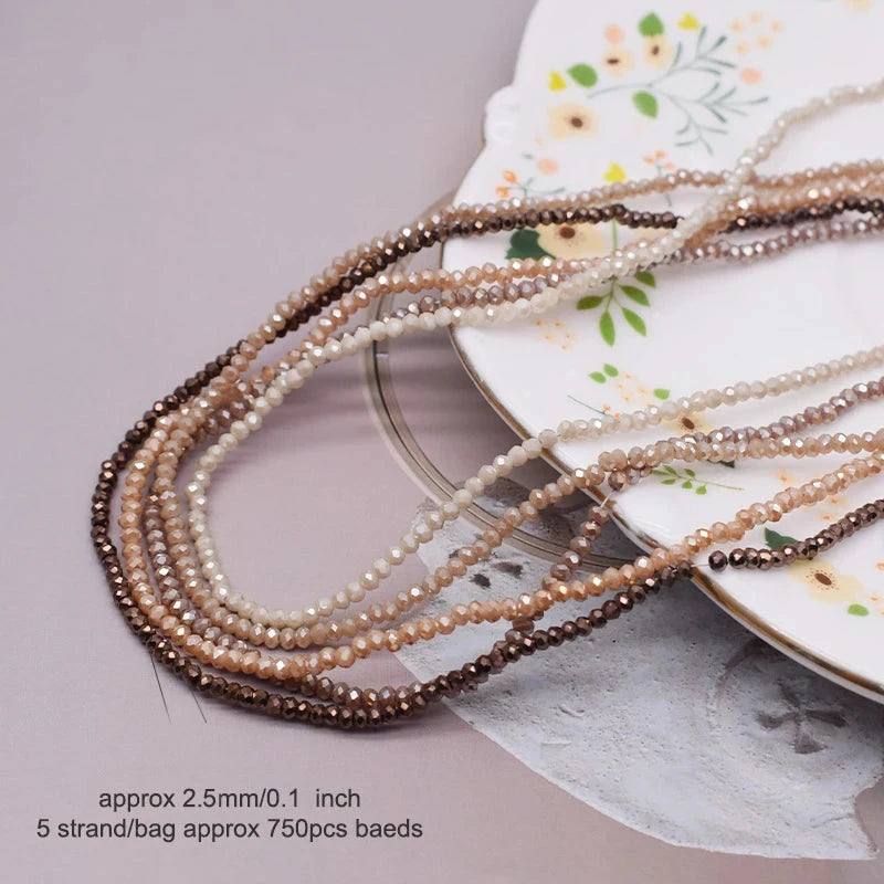 1.5*2.5mm Brown & Champagne Woodland Mix, Rondelle Glass Beads (5 Strands) PROMO BUNDLE Bicone/Rondelle