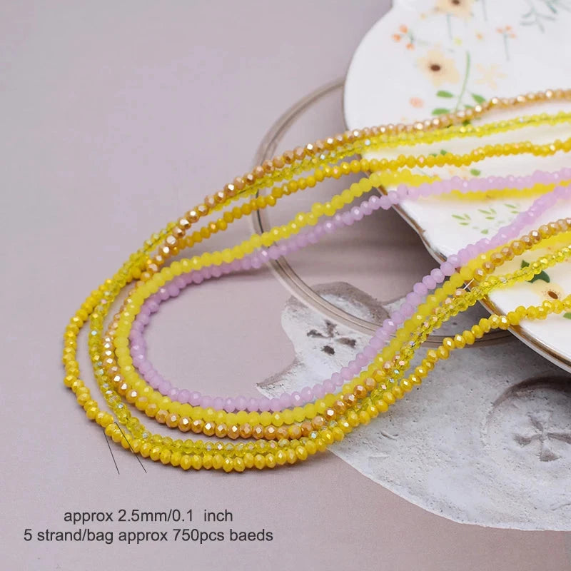 1.5*2.5mm Yellow Sunshine Mix, Rondelle Glass Beads (5 Strands) PROMO BUNDLE Bicone/Rondelle