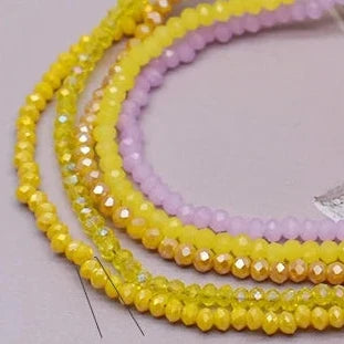 1.5*2.5mm Yellow Sunshine Mix, Rondelle Glass Beads (5 Strands) PROMO BUNDLE Bicone/Rondelle