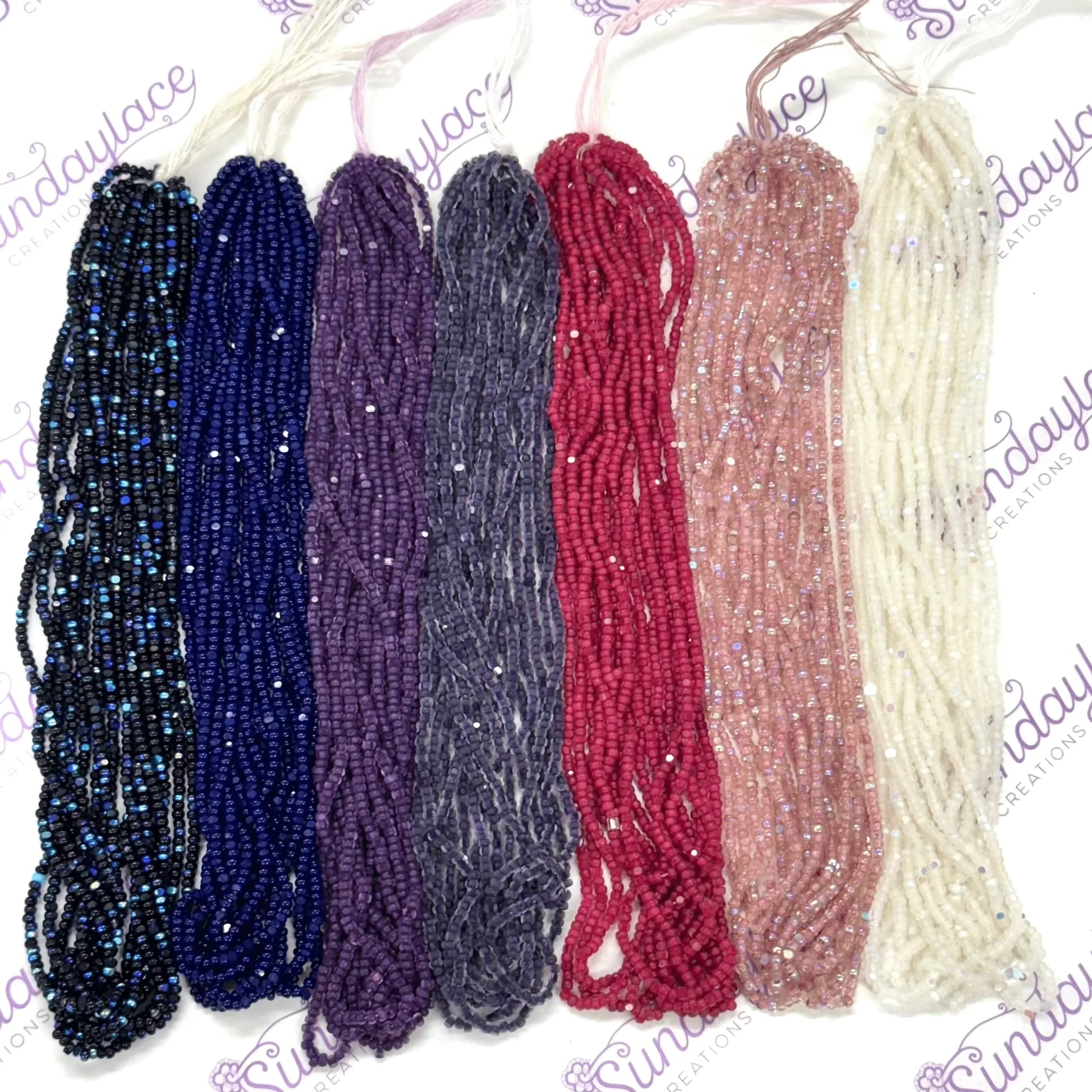 "Midnight Beading at Miko's" 7 x 10g Charlotte Hank Set, Promotions Charlotte Cut Seedbeads