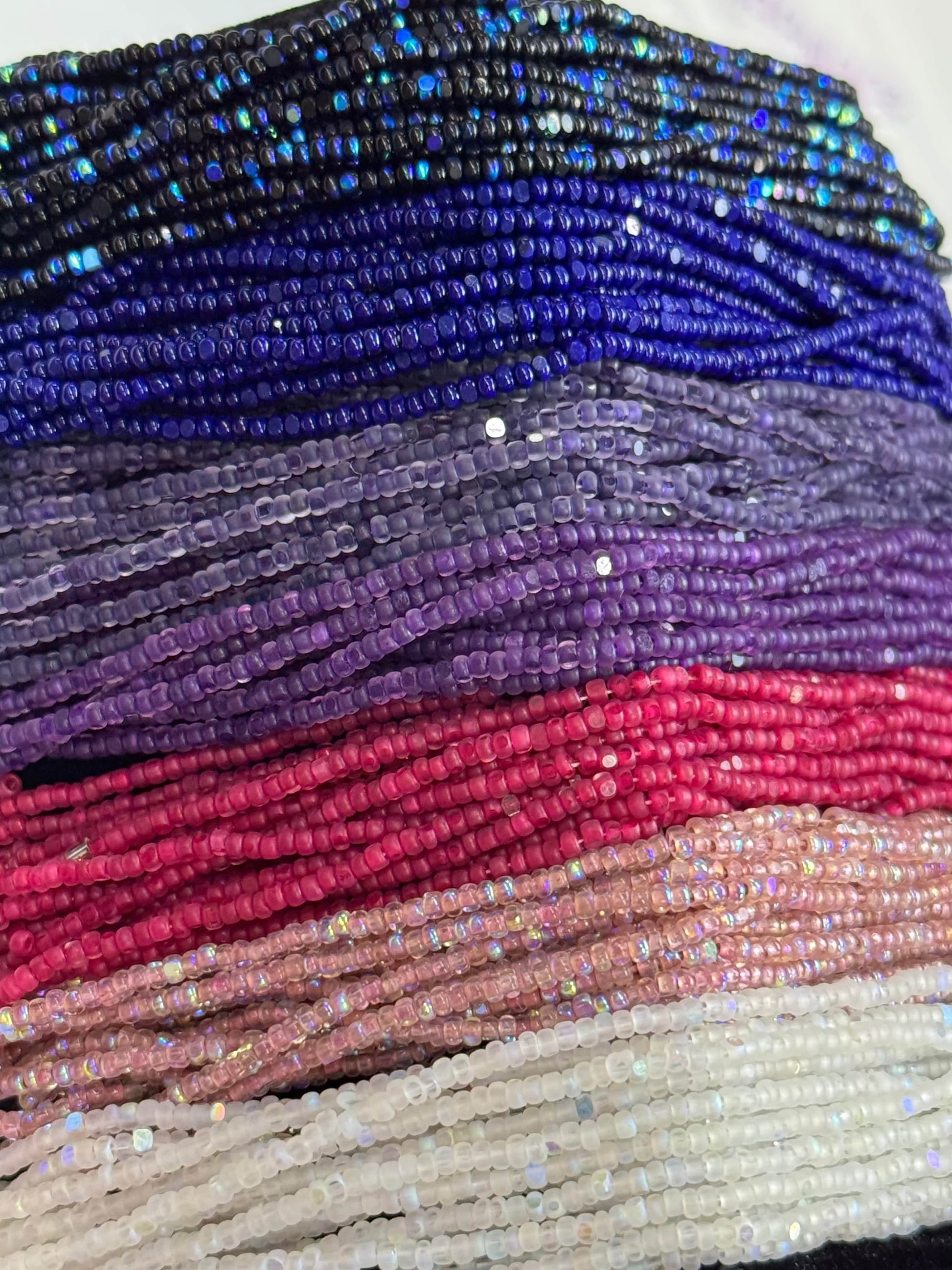 "Midnight Beading at Miko's" 7 x 10g Charlotte Hank Set, Promotions Charlotte Cut Seedbeads