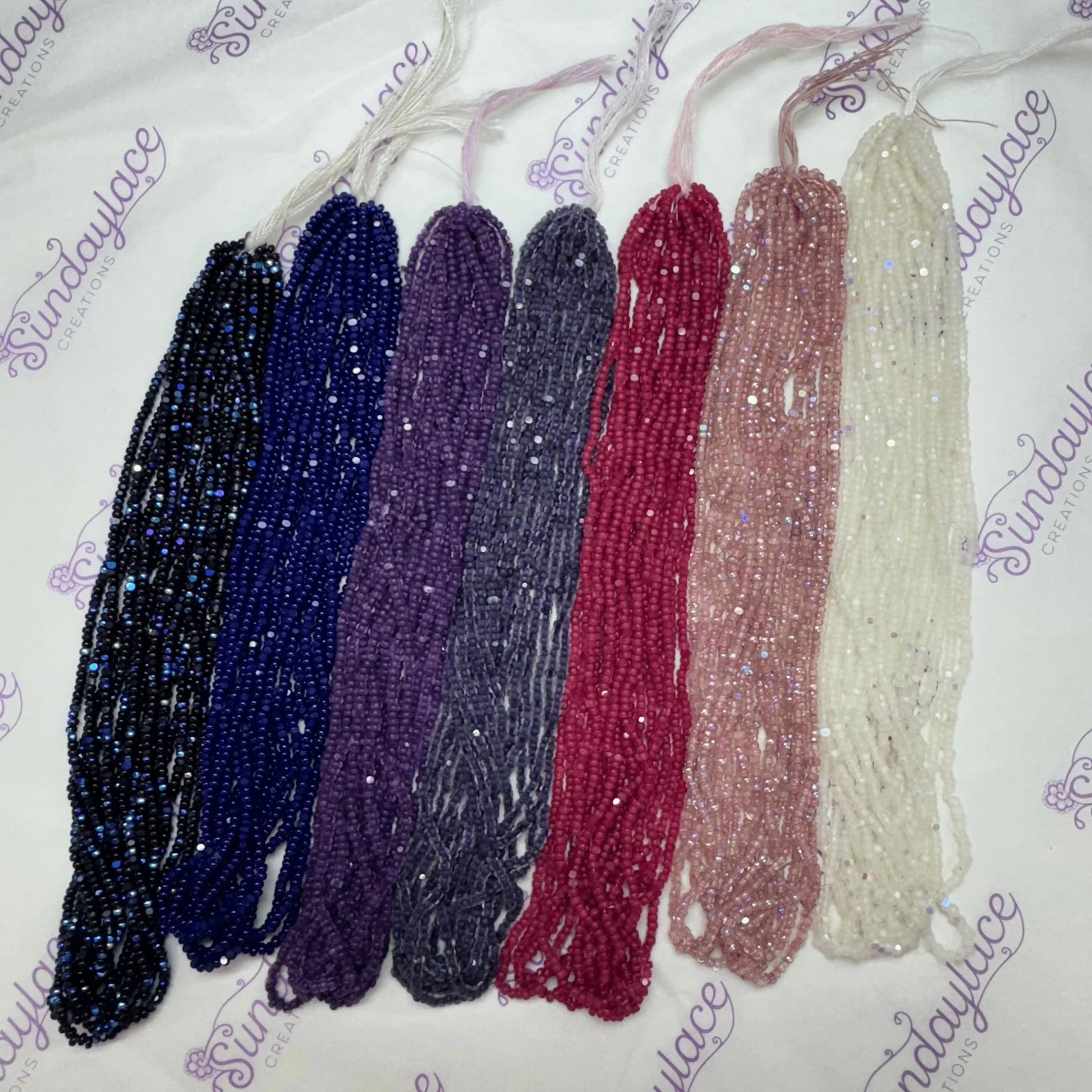 "Midnight Beading at Miko's" 7 x 10g Charlotte Hank Set, Promotions Charlotte Cut Seedbeads