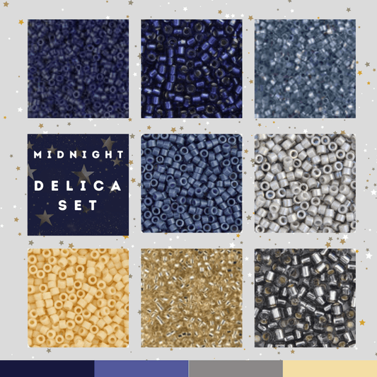 "Midnight" Navy and Gold Delica Set, 8 Delica Beads Set, Spring Promotions Promotions