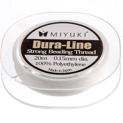 Mini White Miyuki Dura-Line Crystal Clear 0.15mm or 0.12mm, 20 meters, Strong Beading Thread Basics