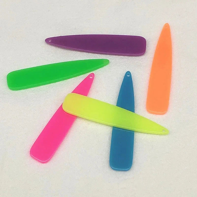11*55mm Large Long Neon Teardrop Acrylic, Top hole, Resin Gems (Sold in Pair) Resin Gems