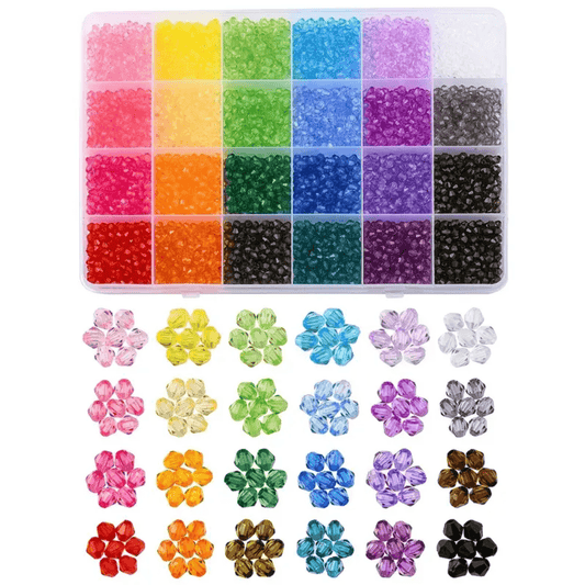 Multicolour Rainbow Kit - 24 Colours of 4mm Transparent Acrylic Bicone Beads Kit Bicone Beads