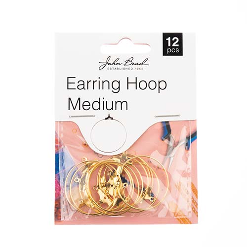 Must Have Findings - Earring Hoop Medium (25mm) Gold 12pcs, New Beader Basics Basics