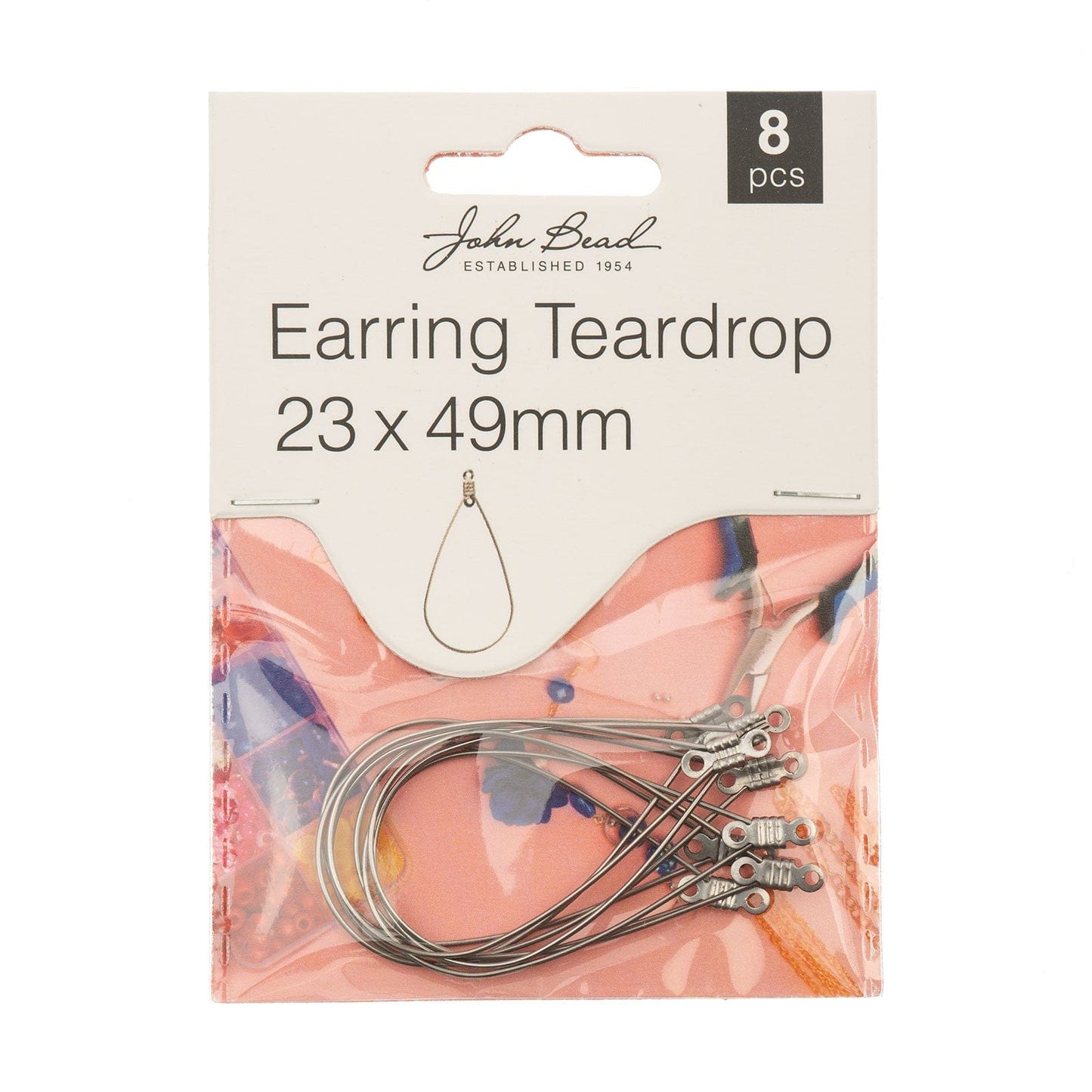 Must Have Findings - Earring Teardrop 23x49mm Silver 8 pcs, New Beader Basics Basics
