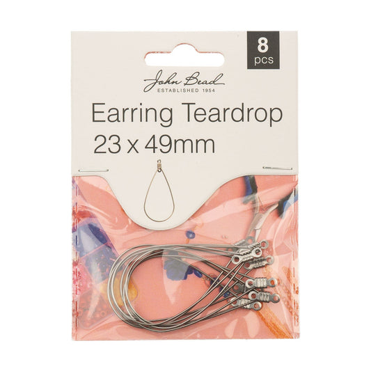 Must Have Findings - Earring Teardrop 23x49mm Silver 8 pcs, New Beader Basics Basics