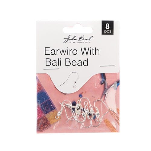 Must Have Findings - Earwire w/ Bali Bead Silver 8pcs, New Beader Basics Basics