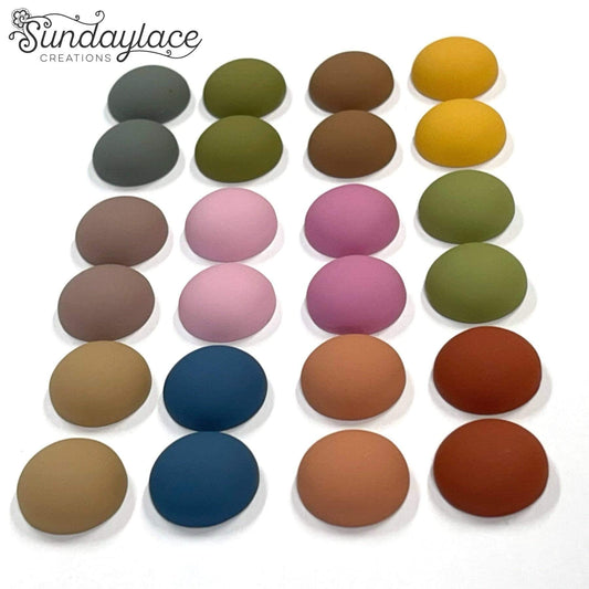 Mystery Matte Mixed - 19mm Smooth Dome Round, Glue on, Promotions (SOLD IN 13 SETS -  26pcs) Resin Gems
