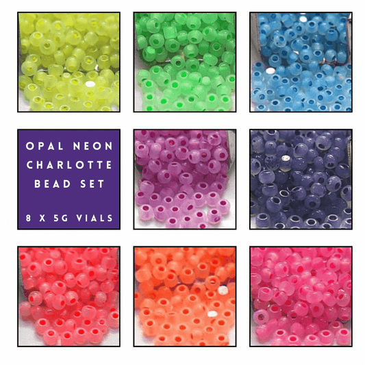 "Neon Opal RAINBOW Charlotte" Set, 8 x (5g) 11/0 Charlotte Cut Seed Beads (Loose), Promotions Charlotte Cut Seedbeads