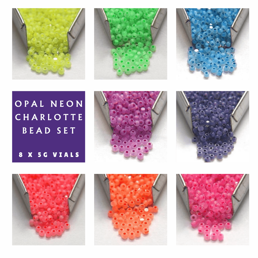 "Neon Opal RAINBOW Charlotte" Set, 8 x (5g) 11/0 Charlotte Cut Seed Beads (Loose), Promotions Charlotte Cut Seedbeads