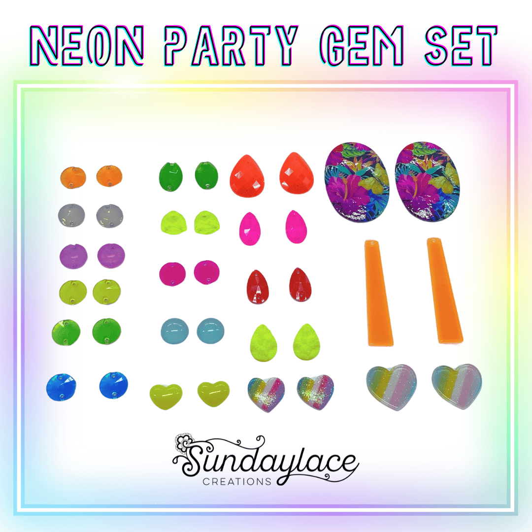 "Neon Party" Mixed Resin/Glass Gem Set, Promotions Promotions