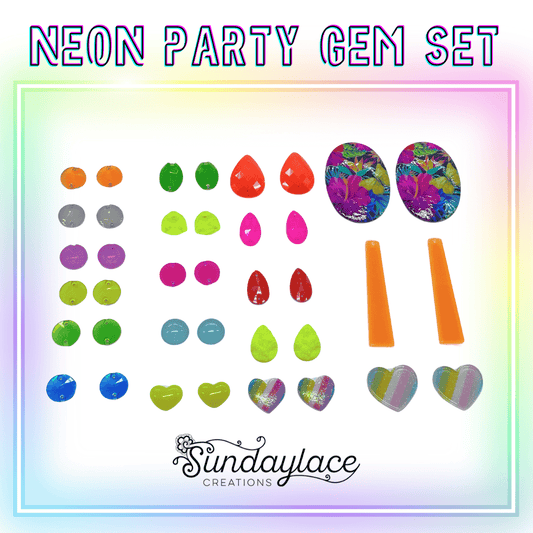 "Neon Party" Mixed Resin/Glass Gem Set, Promotions Promotions