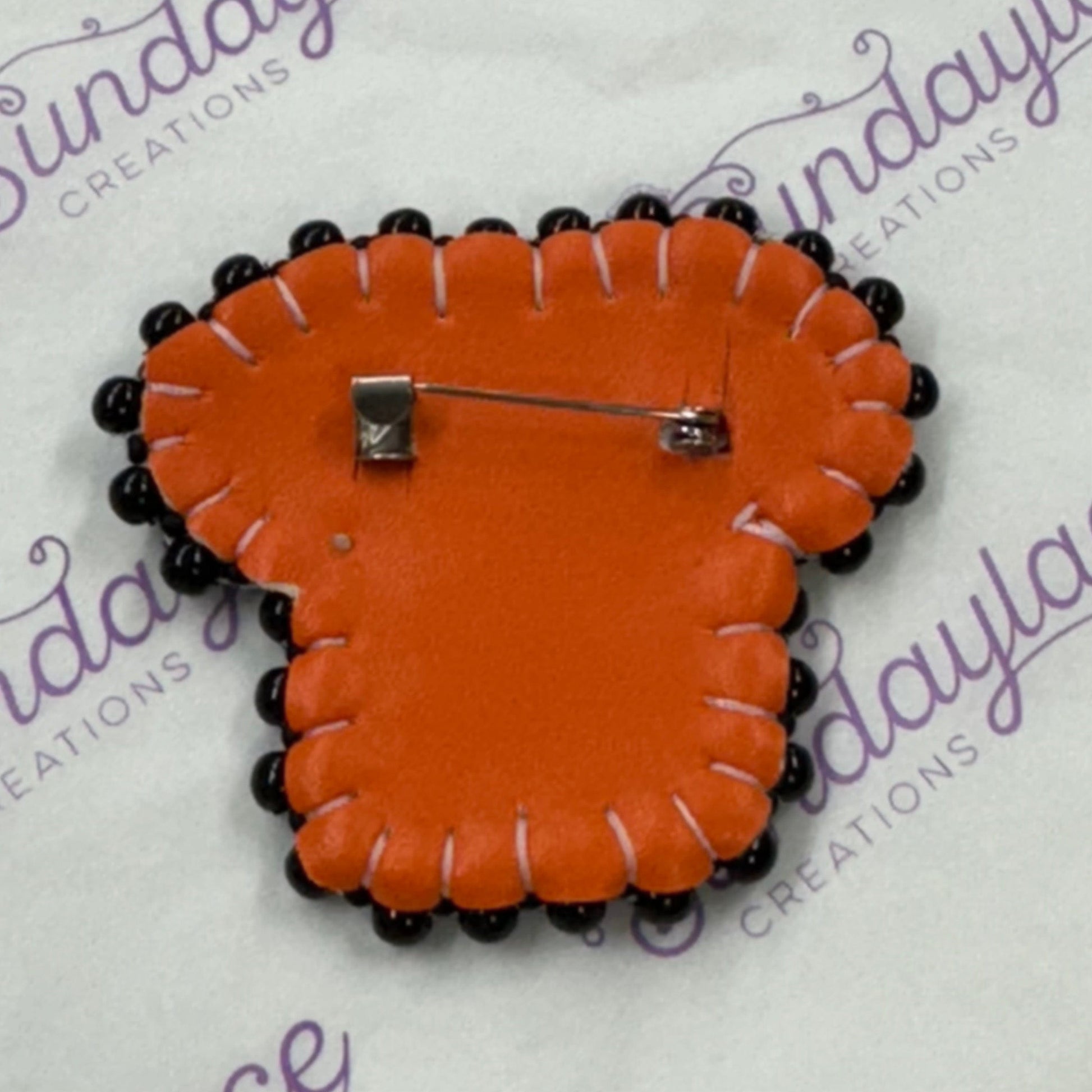 "Orange Shirt Day" #2 Light Orange/Black  Beadwork Pin -  *Heavenly Made Beadwork* Beadwork by Sundaylace Creations