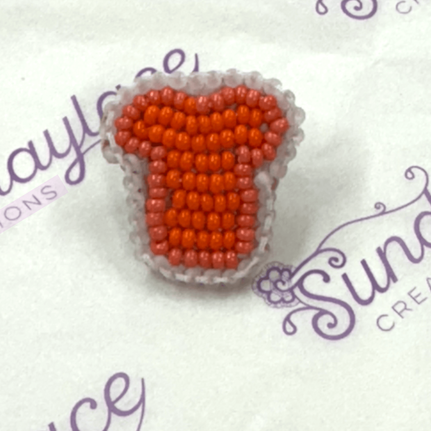 "Orange Shirt Day" #3 Mini  Beadwork Pin -  *Heavenly Made Beadwork* Beadwork by Sundaylace Creations