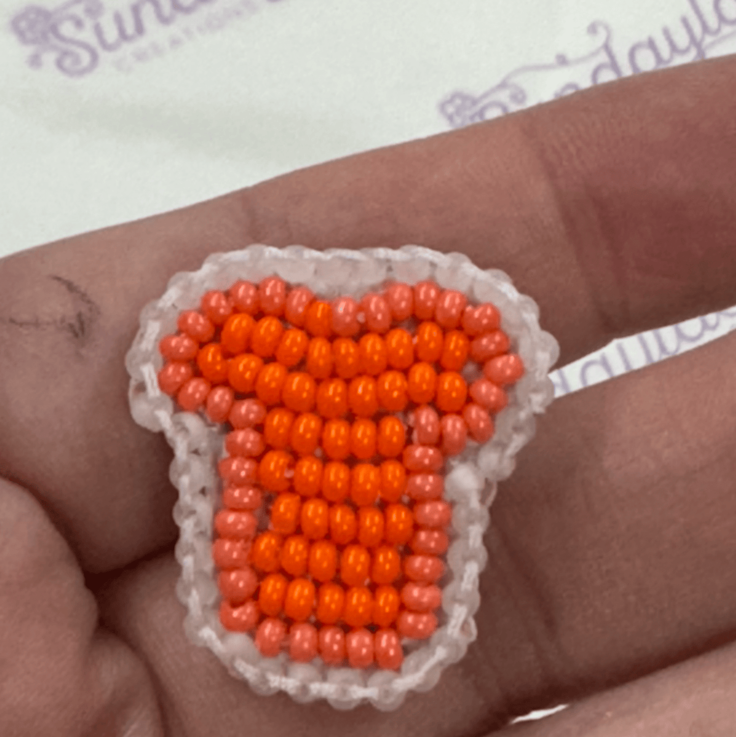 "Orange Shirt Day" #3 Mini  Beadwork Pin -  *Heavenly Made Beadwork* Beadwork by Sundaylace Creations