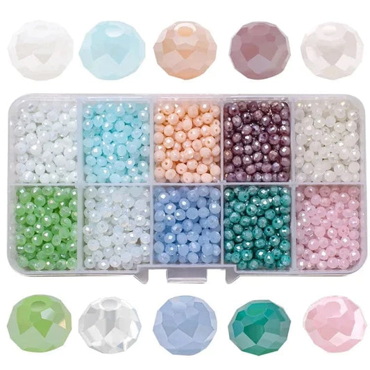 Pastel AB Ronelle Kit - 6 Colours of 4mm Acrylic Rondelle Beads Kit, Promotion Bicone Beads