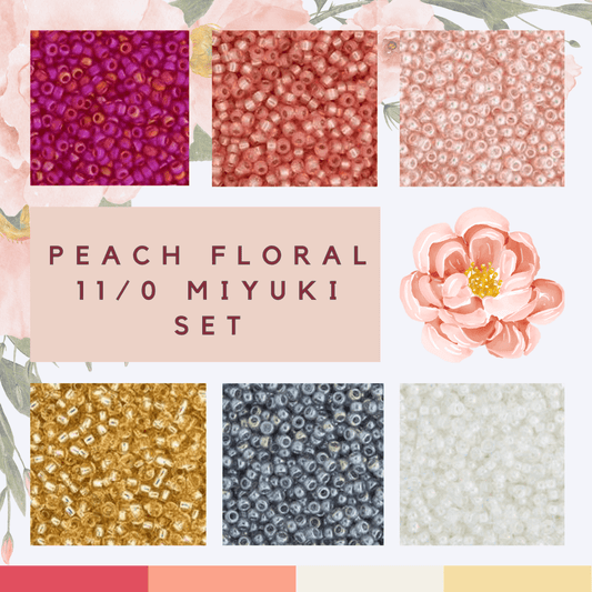 "Peach Floral" Set, 11/0 Miyuki Seed Beads, Set of 6 x 22g vials Promotions