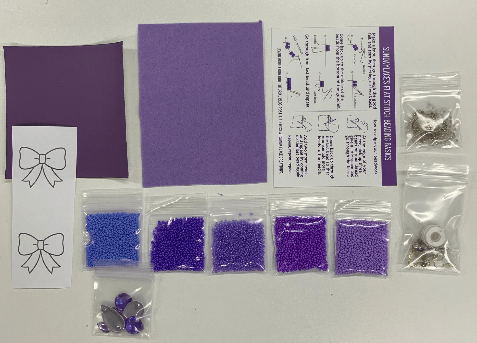 "Pretty Purple Ribbon Bow" Beading Seed bead Starter Kit, Promotions Promotions