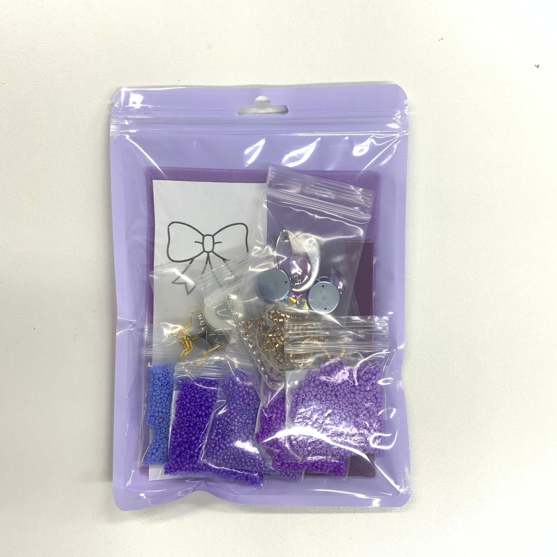 "Pretty Purple Ribbon Bow" Beading Seed bead Starter Kit, Promotions Promotions