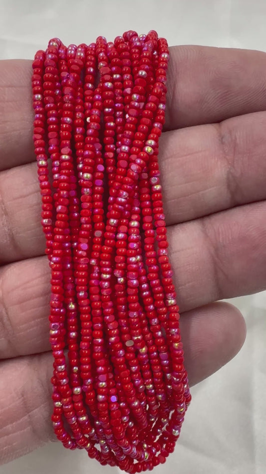 11/0 Charlotte Cortada *Cuenta de Semilla Premium - Rojo Claro Opaco Aurore Boreale (AB) *Madeja de 10g*