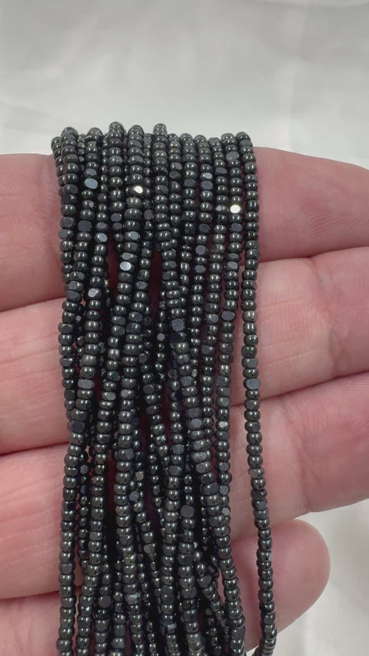 11/0 Charlotte Cut *Premium Seed Bead- Metallic Jet Hematite  *10g Hank*