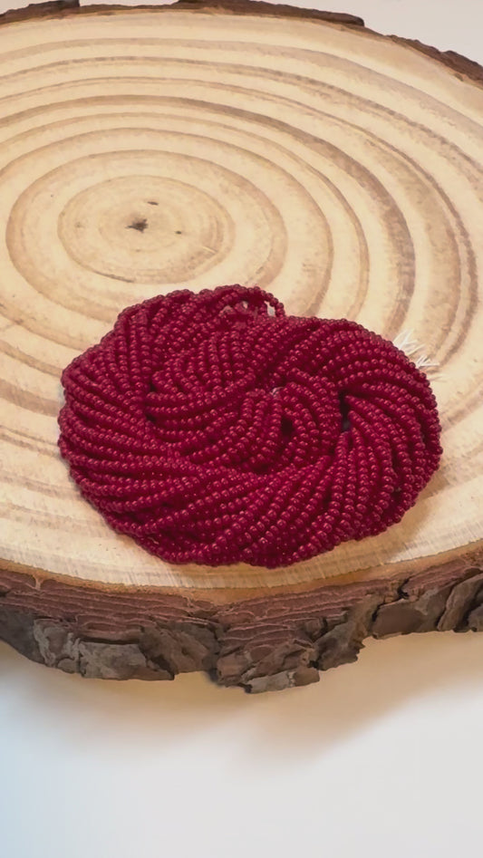 11/0 Medium Dark Red Opaque Preciosa Seed Beads *HANK
