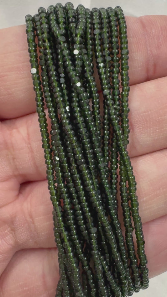 11/0 Charlotte Cut Seed Bead- Transparent Dark Olivine Green *10g Hank*