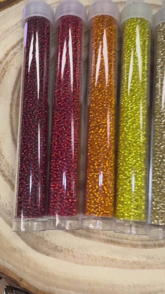 “Blazing Ember” 15/0 Miyuki Seed Bead Silver Lined x 6, Promotions